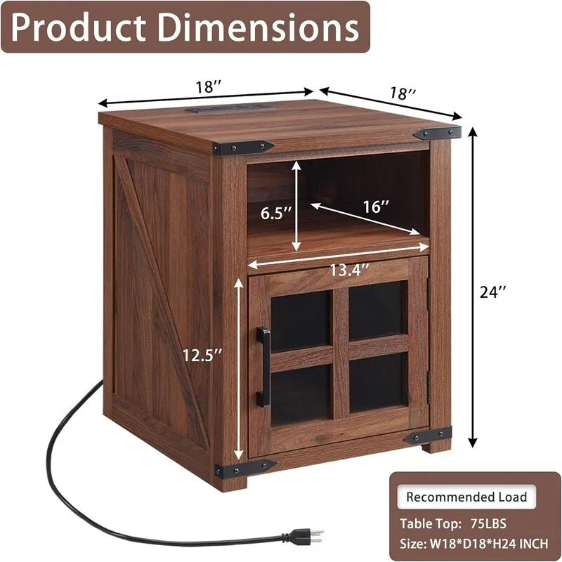 Table d’appoint avec station de recharge - 18D x 18W x 24H
