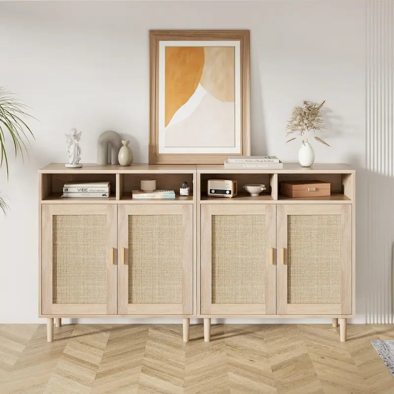 Buffet moderne en rotin - 62.9D x 15.7W x 36.2H
