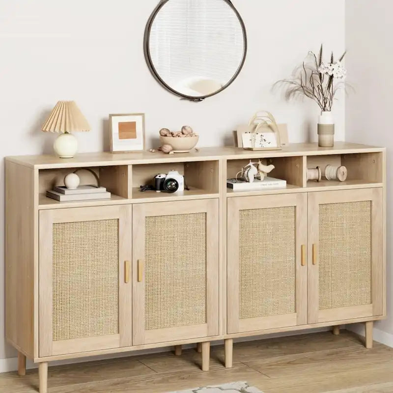Buffet moderne en rotin - 62.9D x 15.7W x 36.2H
