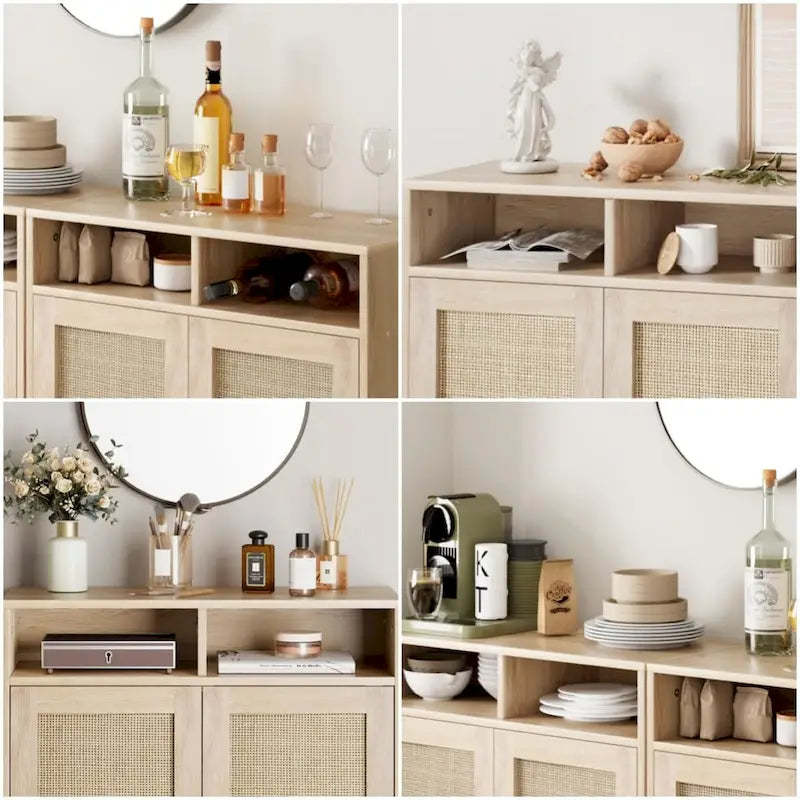 Buffet moderne en rotin - 62.9D x 15.7W x 36.2H