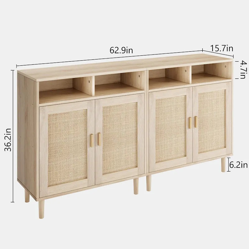 Buffet moderne en rotin - 62.9D x 15.7W x 36.2H