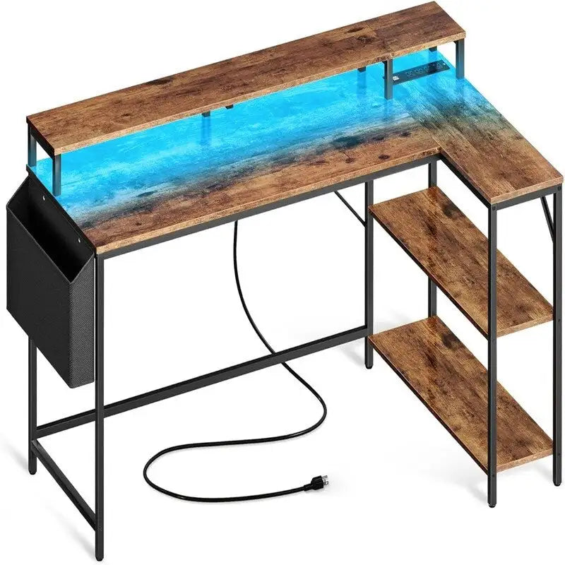 L-förmiger Gaming-Schreibtisch mit LED-Beleuchtung