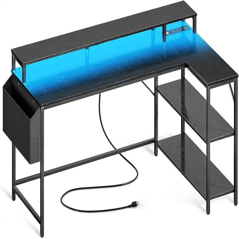 L-förmiger Gaming-Schreibtisch mit LED-Beleuchtung