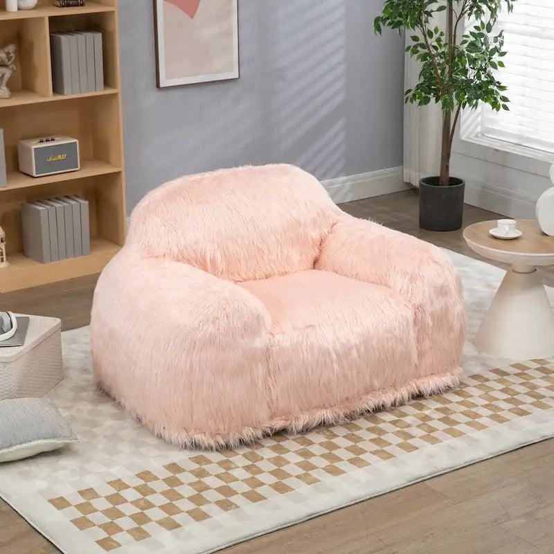 Sitzsack-Sessel mit langem Plüschbezug für Erwachsene und Jugendliche, gefüllt mit hochdichtem Schaumstoff, moderner Entspannungssessel