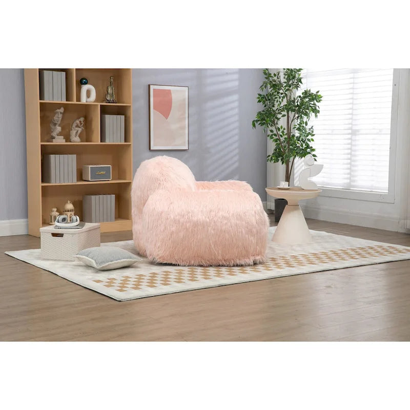 Sitzsack-Sessel mit langem Plüschbezug für Erwachsene und Jugendliche, gefüllt mit hochdichtem Schaumstoff, moderner Entspannungssessel