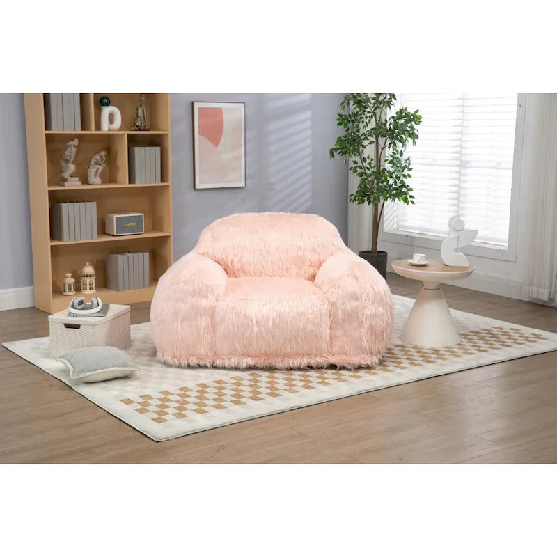 Sitzsack-Sessel mit langem Plüschbezug für Erwachsene und Jugendliche, gefüllt mit hochdichtem Schaumstoff, moderner Entspannungssessel